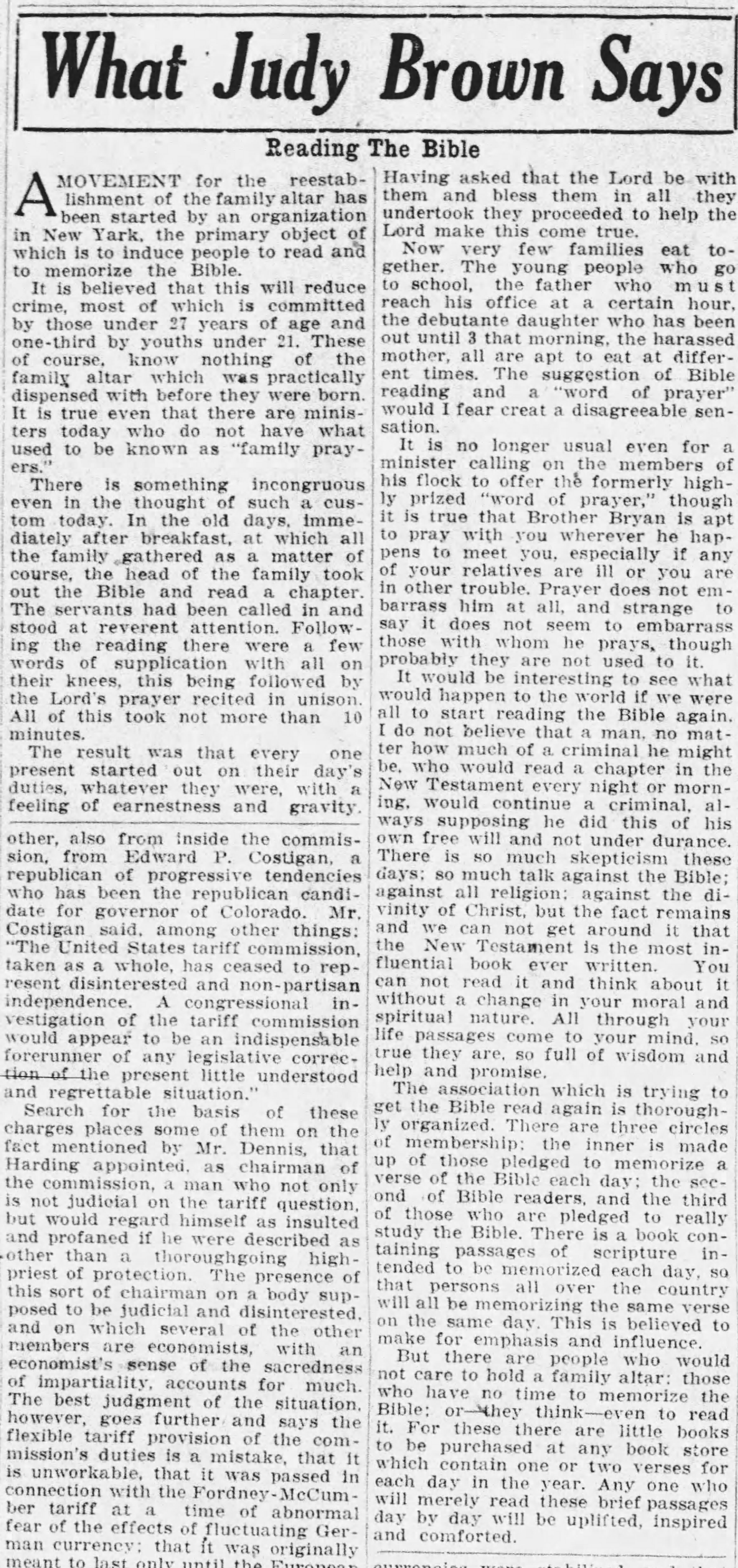 Judy Brown: Bible Reading